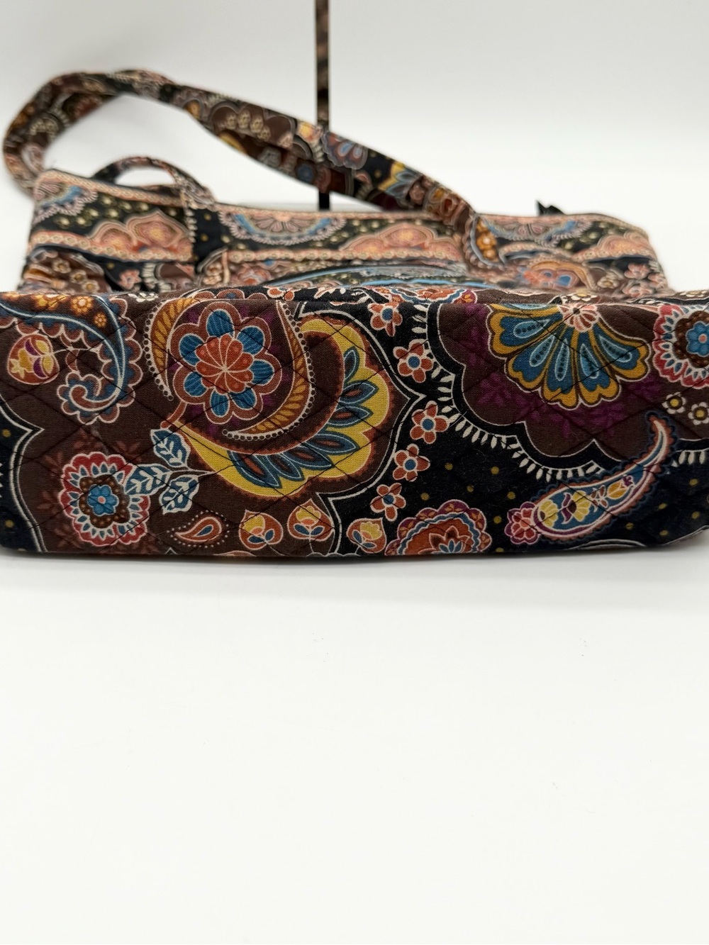 Vera Bradley Kesington Print Floral Paisley Tote Shoulder Bag Brown Black Zip - Picture 6 of 7